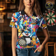 Load image into Gallery viewer, Funny Panda Colorful Graffiti Darts Shirt For Women Custom Darts Team Jersey Polo &amp; 1/4 Zip TDM6394