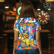 Load image into Gallery viewer, Funny Duck Colorful Graffiti Darts Shirt For Women Custom Darts Team Jersey Polo &amp; 1/4 Zip TDM6396