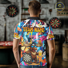 Load image into Gallery viewer, Funny Moose Colorful Graffiti Darts Shirt For Men Custom Darts Team Jersey Polo &amp; 1/4 Zip TDM6397