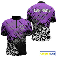 Load image into Gallery viewer, Purple Grunge Darts Shirts For Men Custom Darts Jerseys With Pocket Option TDM4856