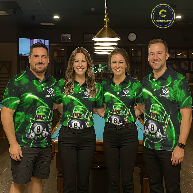 Personalized St Patrick Day 8 Ball Billiard Shirt For Women, Funny Shamrock Luckiest Billiard Jersey TDM5539