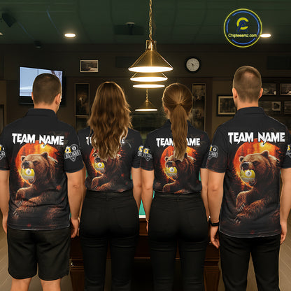 Personalized 8 Ball & 9 Ball Bear Billiard Shirt For Women Custom Pool Team Jersey Polo & 1/4 Zip TDM5549