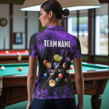 Load image into Gallery viewer, Personalized Purple Funny 8 Ball Pool Flame Women'S Billiard Shirts, Billiard Team Shirts Pool Jerseys TDM3782