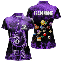 Load image into Gallery viewer, Personalized Purple Funny 8 Ball Pool Flame Women'S Billiard Shirts, Billiard Team Shirts Pool Jerseys TDM3782