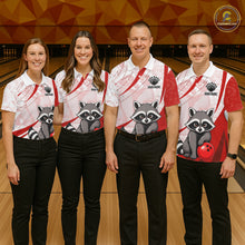 Load image into Gallery viewer, Custom Red Funny Raccoon Bowling Jersey For Women Custom Bowling Shirts Team Polo &amp; Quarter Zip TDM6592