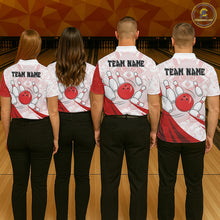 Load image into Gallery viewer, Custom Red Funny Raccoon Bowling Jersey For Women Custom Bowling Shirts Team Polo &amp; Quarter Zip TDM6592