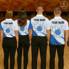 Load image into Gallery viewer, Custom Blue Funny Raccoon Bowling Jersey For Women Custom Bowling Shirts Team Polo &amp; Quarter Zip TDM6593
