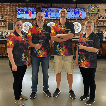 Personalized Dartboard Colorful Paint Custom Black Darts Shirts For Men, Grunge Style Darts Jerseys TDM1894