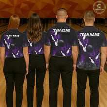 Load image into Gallery viewer, Black And Purple Custom Butterfly Bowling Shirt For Women, Bowling Team Jersey Polo &amp; 1/4 Zip Shirt TDM6180