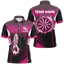 Load image into Gallery viewer, Personalized Darts Fire Arrow Men Dart Polo Shirts Custom Flame Dart Shirt Darts Jersey | Pink TDM2592