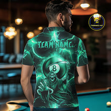 Load image into Gallery viewer, Turquoise Grim Reaper 8 Ball Men's Billiard Shirt Custom Thunder Lightning Pool Team Jersey TDM4872