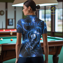 Load image into Gallery viewer, Personalized Blue Grim Reaper 8 Ball Women's Billiard Shirt Custom Thunder Lightning Pool Team Jersey TDM4873