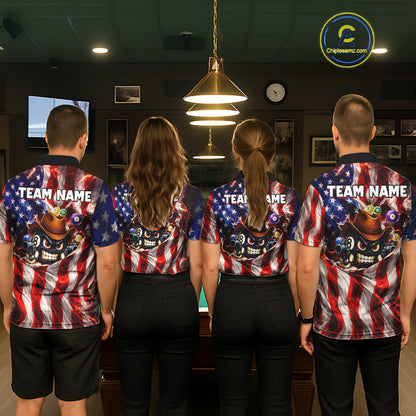 Glowing American Flag Funny 8 Ball Billiard Shirt For Women Custom Patriotic Pool Team Jersey TDM5570