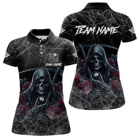Grim Reaper 8 Ball Pool Roses Women's Billiard Shirt Custom Billiard Jersey, Billiard Team Shirts TDM3796