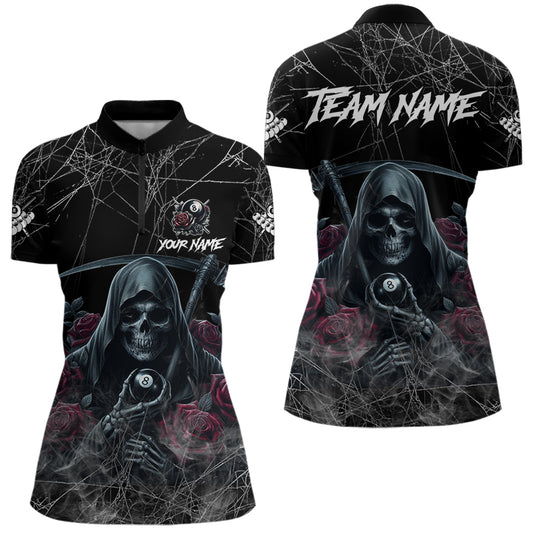 Grim Reaper 8 Ball Pool Roses Women's Billiard Shirt Custom Billiard Jersey, Billiard Team Shirts TDM3796