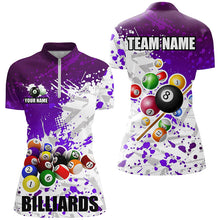 Load image into Gallery viewer, Personalized Purple Billiard Balls Paint Splash Women Billiard Shirts, 3D Billiard Jerseys Attire TDM1693
