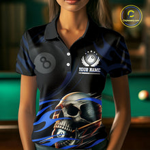 Load image into Gallery viewer, Funny Skull 8 Ball Pool Custom Billiard Polo &amp; Quarter-Zip Shirts For Women, Billiard 8 Ball Jerseys TDM1695
