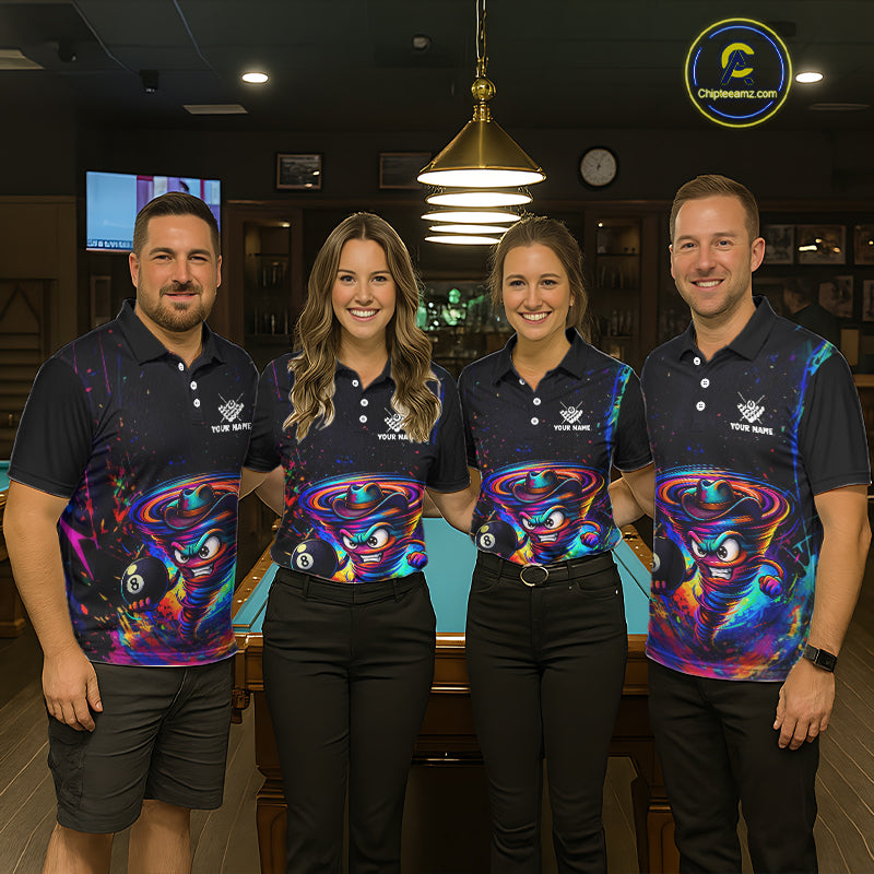 Funny Colorful Tornado 8 Ball Billiard Shirt For Women Custom Pool Team Shirt, Billiard Jersey TDM5574