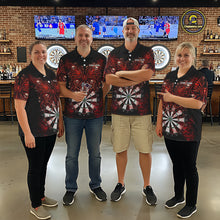 Load image into Gallery viewer, Red Dartboard Butterfly Skull Darts Shirt For Men Custom Darts League Team Jersey Polo &amp; 1/4 Zip TDM5583