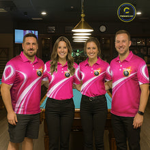 Load image into Gallery viewer, Personalized Pink Billiard Jersey For Men Custom Flame 8 Ball Pool Billiard Shirt Polo &amp; 1/4 Zip TDM5814