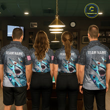 Load image into Gallery viewer, Personalized Funny Shark Billiard Shirt For Men, 8 Ball Pool Team Jersey Polo &amp; 1/4 Zip Shirt TDM6202