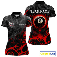 Load image into Gallery viewer, Personalized Black And Red 8 Ball Wings Billiard Shirt For Women Custom Tribal Pool Team Jersey TDM4684