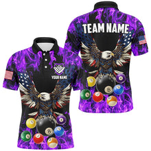 Load image into Gallery viewer, Purple Flame 3D Billiard Balls Custom American Flag Eagle Pool Jerseys For Men Billiard Team Shirts TDM2620