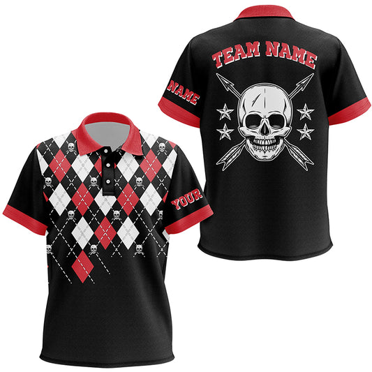 Personalized Archery Skull Arrow Custom Argyle Pattern Polo Shirts For Kid, Idea Gifts For Archers TDM0645