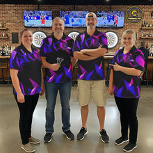 Load image into Gallery viewer, Custom Darts Shirts For Women, Pink And Purple Geometric Darts League Team Jersey Polo &amp; Quarter Zip TDM6628
