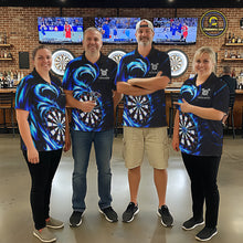 Load image into Gallery viewer, Black And Blue Flame Darts Shirt For Men, Custom Darts League Team Jersey Polo &amp; Quarter Zip TDM6631