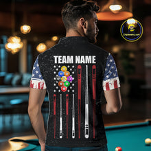 Load image into Gallery viewer, Personalized Grunge American Flag Men's Billiard Shirt Custom 9 Ball Pool Billiard Team Jersey TDM5832