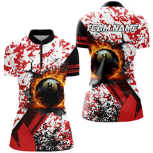 Load image into Gallery viewer, Custom 8 Ball Pool Fire Billiard Shirts For Women, Red Grunge Camo Billiard Shirts Jersey For Team TDM1717