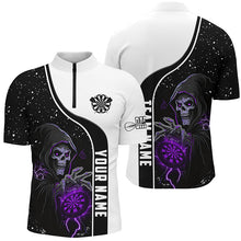Load image into Gallery viewer, Purple Grim Reaper Darts Men Polo &amp; Quarter-Zip Custom Darts Shirts For Team Darts Jerseys TDM2626
