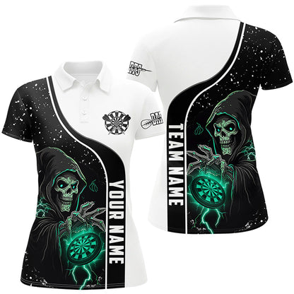 Turquoise Grim Reaper Darts Women Polo & Quarter-Zip Custom Darts Shirts For Team Darts Jerseys TDM2627