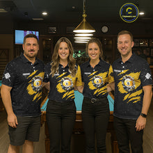 Load image into Gallery viewer, Yellow Black Grunge American Flag 9 Ball Women's Billiard Shirt Custom 9 Ball Pool Team Jersey TDM5599