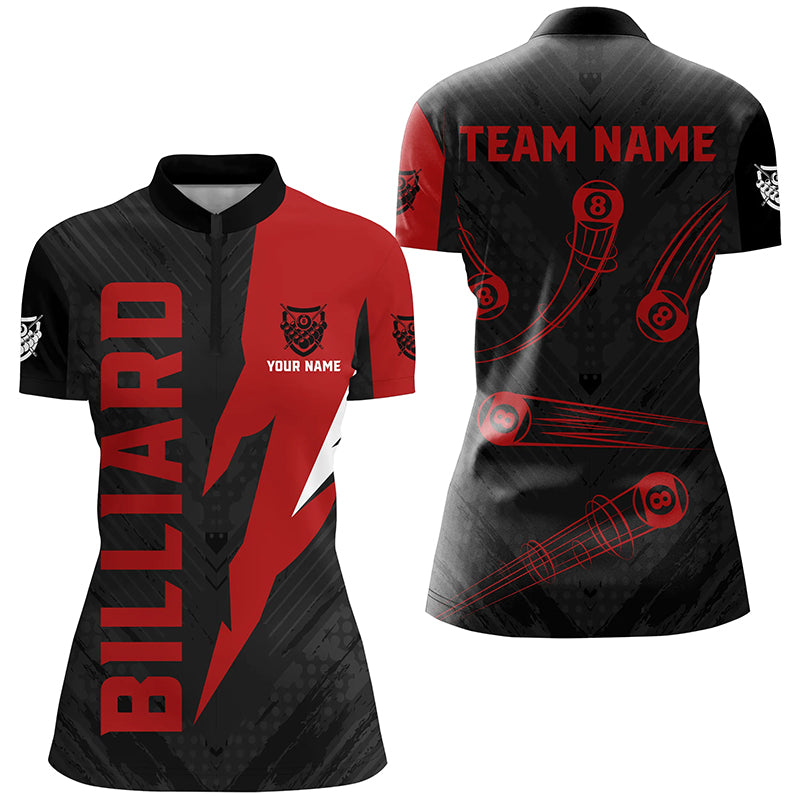 Personalized Billiard Tournament Jerseys For Women, Best 8 Ball Pool Billiard Shirts For Team |Red TDM2401
