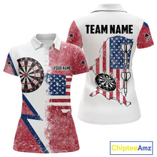 Load image into Gallery viewer, Personalized Grunge American Flag Women's Dart Shirts Custom Patriotic Darts Team Jersey |White TDM4906
