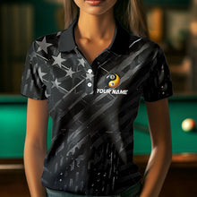 Load image into Gallery viewer, Black US Flag Ying And Yang 8 Ball &amp; 9 Ball Custom Billiard Shirts For Women Funny Billiard Jerseys  TDM3357