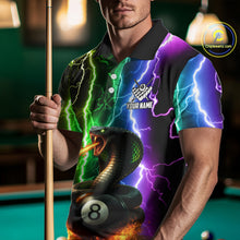 Load image into Gallery viewer, Colorful Lightning Cobra Snake 8 Ball Billiard Shirt For Men Custom Pool Team Jersey Polo, 1/4 Zip TDM5986
