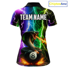 Load image into Gallery viewer, Colorful Lightning Cobra Snake 8 Ball Billiard Shirt For Women Custom Pool Team Jersey Polo, 1/4 Zip TDM5986