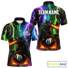 Load image into Gallery viewer, Colorful Lightning 8 Ball Wolf Billiard Shirt For Men Custom Pool Team Jersey Polo &amp; 1/4 Zip TDM5987