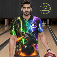 Load image into Gallery viewer, Colorful Lightning Shark Bowling Jersey For Men Custom Bowling Shirt Team Polo &amp; Quarter Zip TDM5988