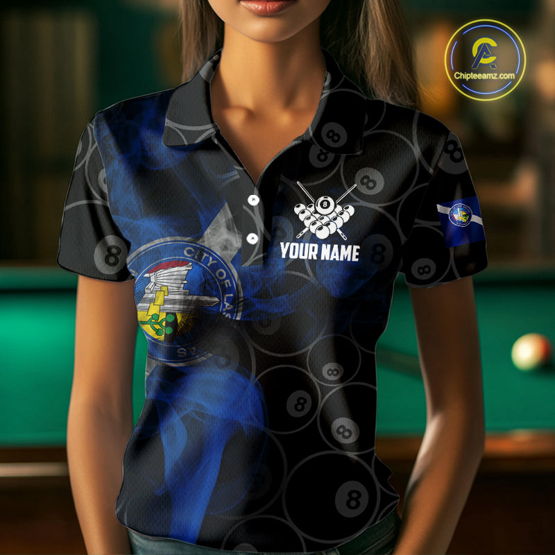 Personalized Las Vegas Flag Smoke Billiard Shirt For Women Custom 8 Ball Pool Team Jerseys TDM4287