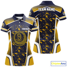 Load image into Gallery viewer, Personalized Name Yellow 9 Ball Pool Abstract Billiard Shirts For Women Team League Billiard Jerseys TDM2147