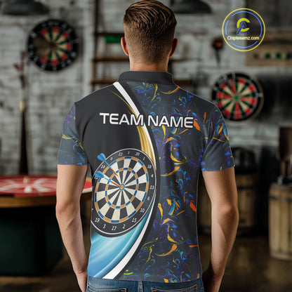 Funny Floral Marbling Pattern Custom Darts Shirt For Men, Team Polo & Quarter Zip Darts Jersey TDM4916