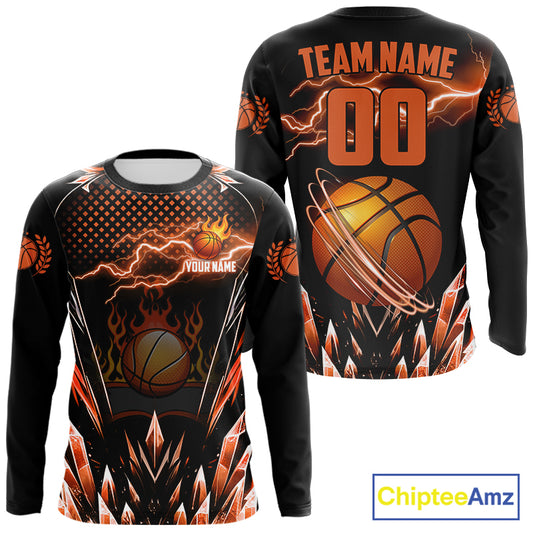 Orange Icy Lightning Basketball Shirt Custom Name And Number Basketball Jerseys For Team TDM5630