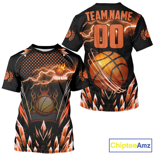 Orange Icy Lightning Basketball Shirt Custom Name And Number Basketball Jerseys For Team TDM5630