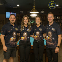 Load image into Gallery viewer, Black And Golden 8 Ball &amp; 9 Ball Skull Billiard Shirt For Women Custom Leopard Pool Team Jersey TDM5997