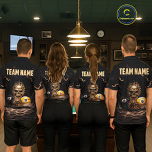 Load image into Gallery viewer, Black And Golden 8 Ball &amp; 9 Ball Skull Billiard Shirt For Women Custom Leopard Pool Team Jersey TDM5997
