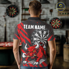 Load image into Gallery viewer, Black And Red Funny Bull Darts Shirt For Men Custom Darts Team Jersey Polo &amp; Quarter Zip Shirt TDM6237